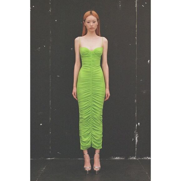 ALEX PERRY Everett Ruched Cup Dress Apple UK12/US8 - Picture 4 of 11